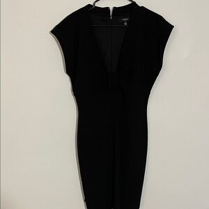 GUESS Black Midi Sheath Dress with V-Neck